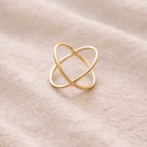 Gold-Tone Infinity X Crossover Ring | Open Heart Crisscross Band | Size 6.5